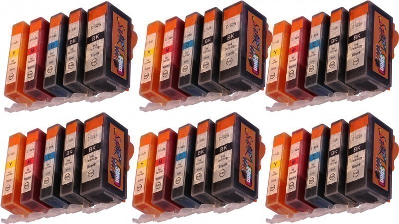30 Compatible Ink Cartridges to Canon PGI-525 / CLI-526  (BK, PHBK, C, M, Y)