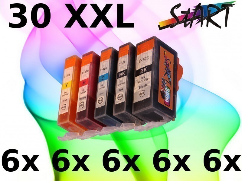 30 Compatible Ink Cartridges to Canon PGI-525 / CLI-526  (BK, PHBK, C, M, Y)