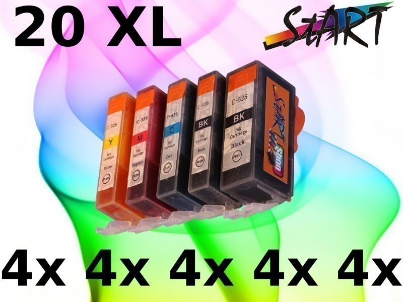 20 Compatible Ink Cartridges to Canon PGI-525 / CLI-526  (BK, PHBK, C, M, Y)