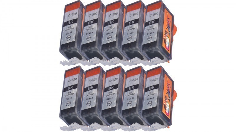 10 Compatible Ink Cartridges to Canon PGI-520 / CLI-521  (BK)