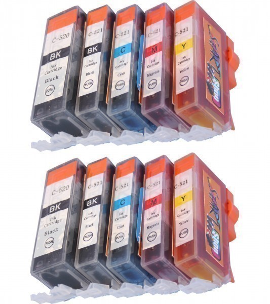 10 Ersatz CHIP Patronen kompatibel zu PGI-520 / CLI-521