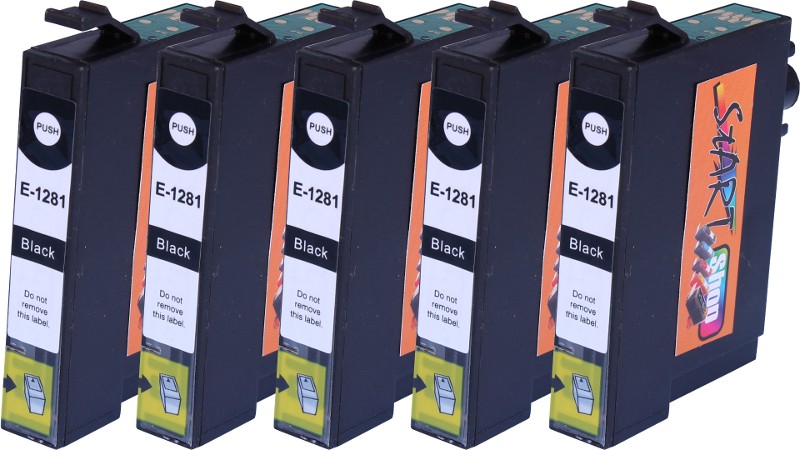 5 Compatible Ink Cartridges to Epson T1281 (BK, C, M, Y)