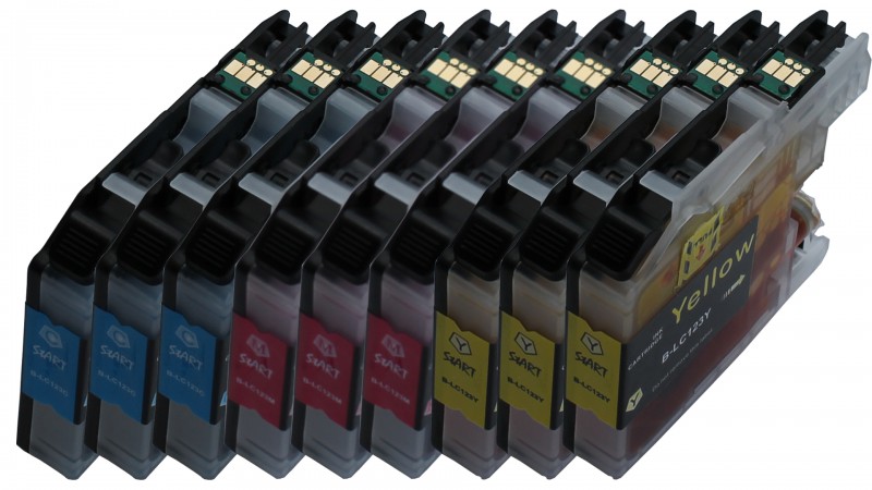 9 Compatible Ink Cartridges to Brother LC123  (C, M, Y) XL