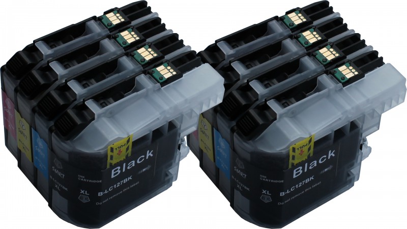 8 Compatible Ink Cartridges to Brother LC127 / LC125  (BK, C, M, Y) XL