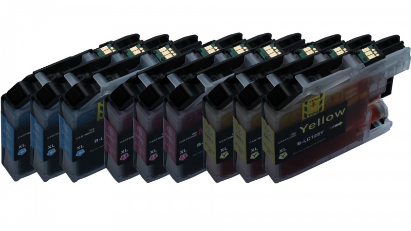 9 Compatible Ink Cartridges to Brother LC127 / LC125  (C, M, Y) XL