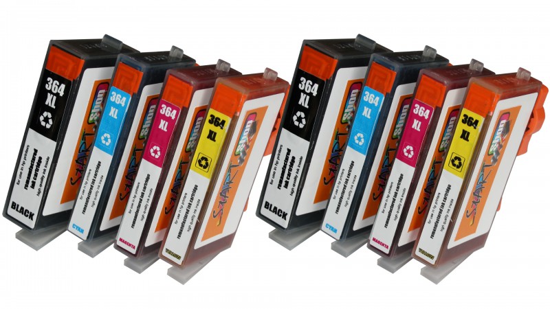 8 Compatible Ink Cartridges to HP HP364  (BK, C, M, Y)