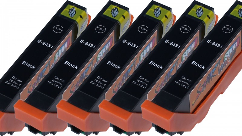 5 Compatible Ink Cartridges to Epson T2431 - T2436  (BK)