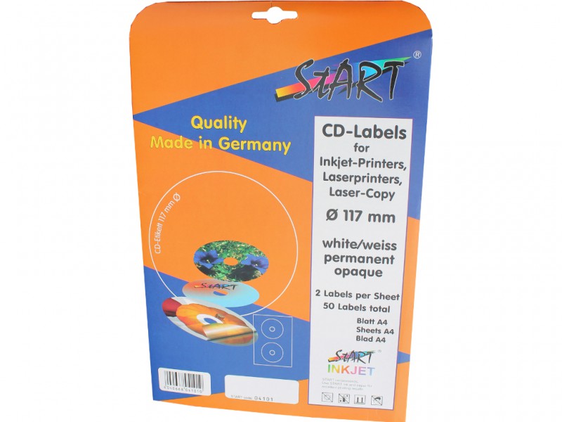 Start Sonderposten ! CD DVD Labels fr Tintenstrahl und Laserdrucker, InkJet, Laser, 100 Blatt je 2 Labels DIN A4 = 200 Labels