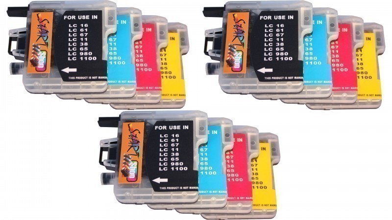 12 Compatible Ink Cartridges to Brother LC980 / LC1100  (BK, C, M, Y)