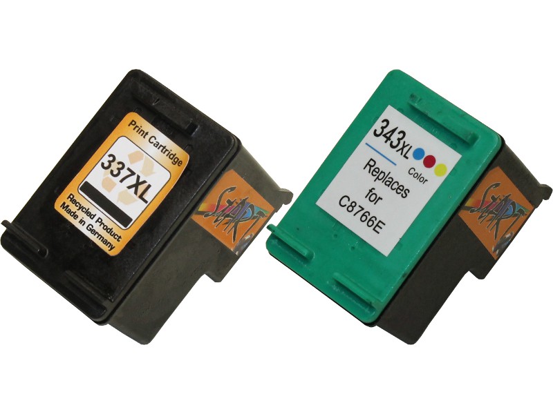 2 Compatible Ink Cartridges to HP HP337 + HP343  (BK & Colours)