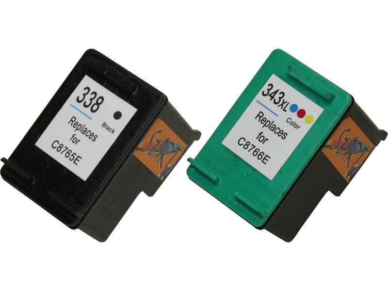 2 Compatible Ink Cartridges to HP HP338 + HP343  (BK & Colours)