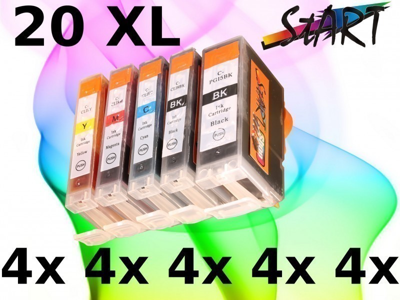 20 Compatible Ink Cartridges to Canon PGI-5 / CLI-8  (BK, PHBK, C, M, Y)