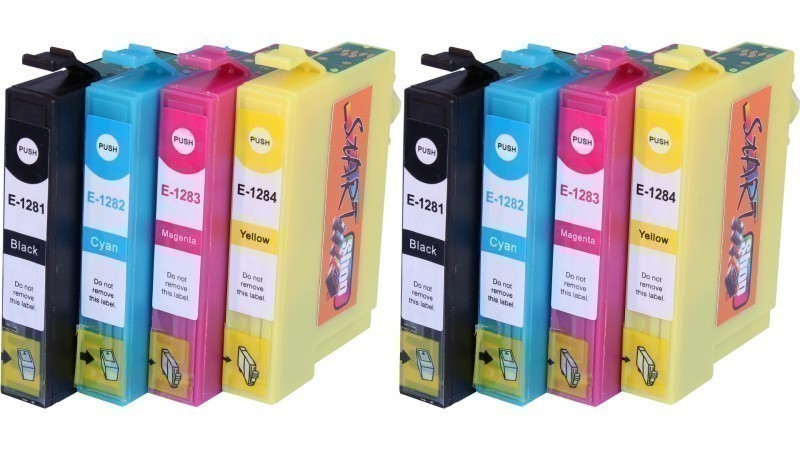 8 Compatible Ink Cartridges to Epson T1281 - T1284  (BK, C, M, Y)