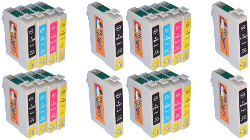 20 Compatible Ink Cartridges to Epson T0711 - T0714  (BK, C, M, Y)