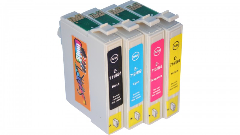 4 Compatible Cleaning Cartridges to Epson T0551 - T0554  (BK, C, M, Y)