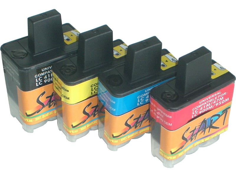 4 Compatible Cleaning Cartridges to Brother LC900  (BK, C, M, Y)