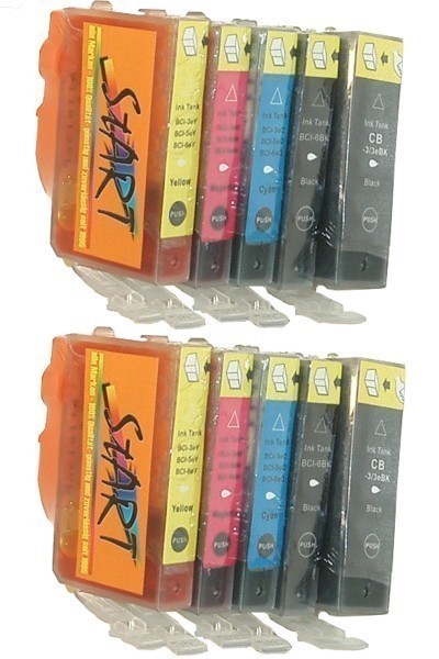 10 Compatible Ink Cartridges to Canon BCI-3 / BCI-6  (BK, PHBK, C, M, Y) (2|2|2|2|2)