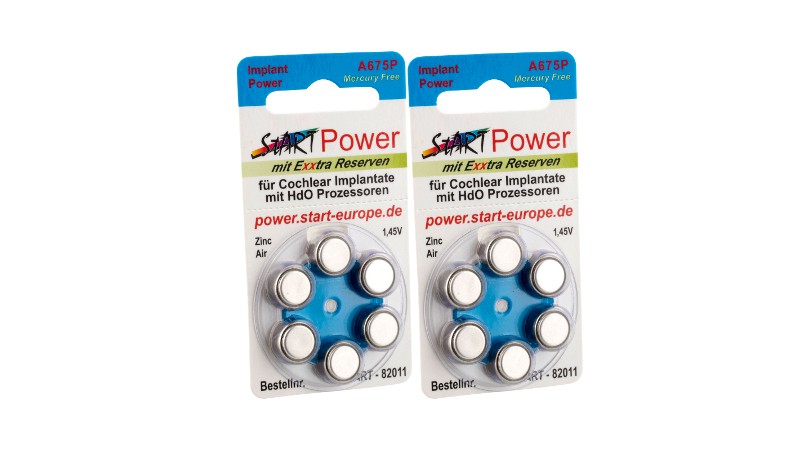 StartPower - 12 Batterien für CI Sprachprozessoren - Typ A675P - 1.45V - 550mAh - PR44P