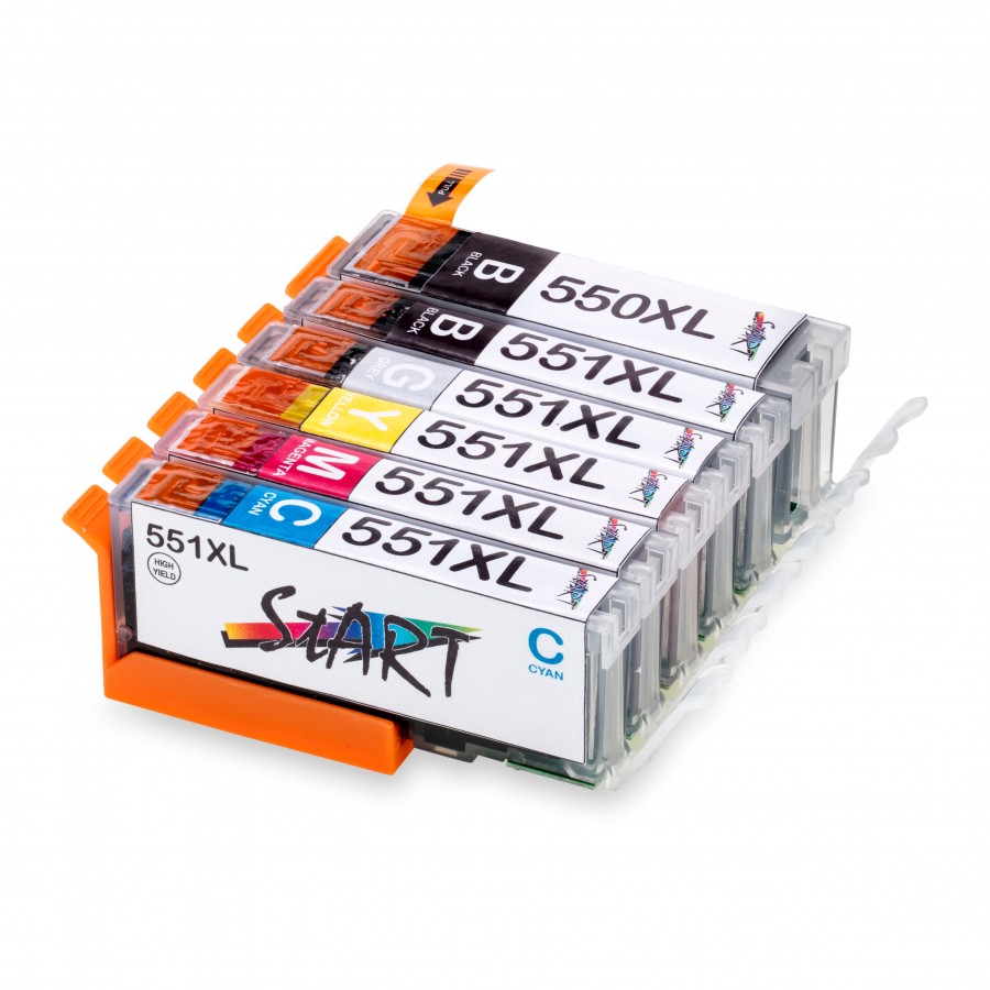 6 Compatible Ink Cartridges to Canon PGI-550 / CLI-551  (BK, PHBK, C, M, Y, GY) XL