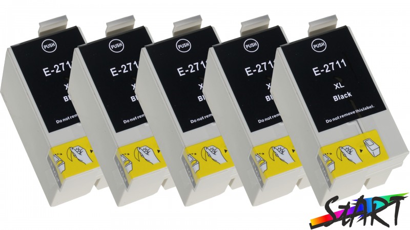 5 Ersatz Chip Patronen kompatibel zu Epson 27XL, T2791XL Schwarz