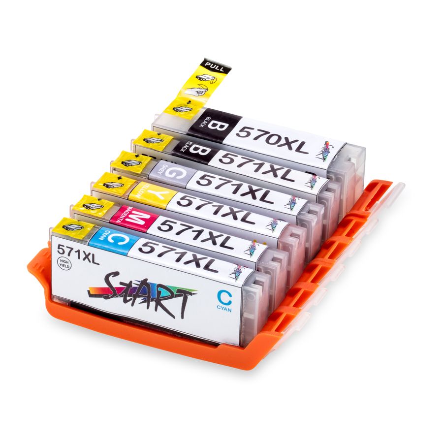 6 Compatible Ink Cartridges to Canon PGI-570 / CLI-571  (BK, PHBK, C, M, Y, GY) XL