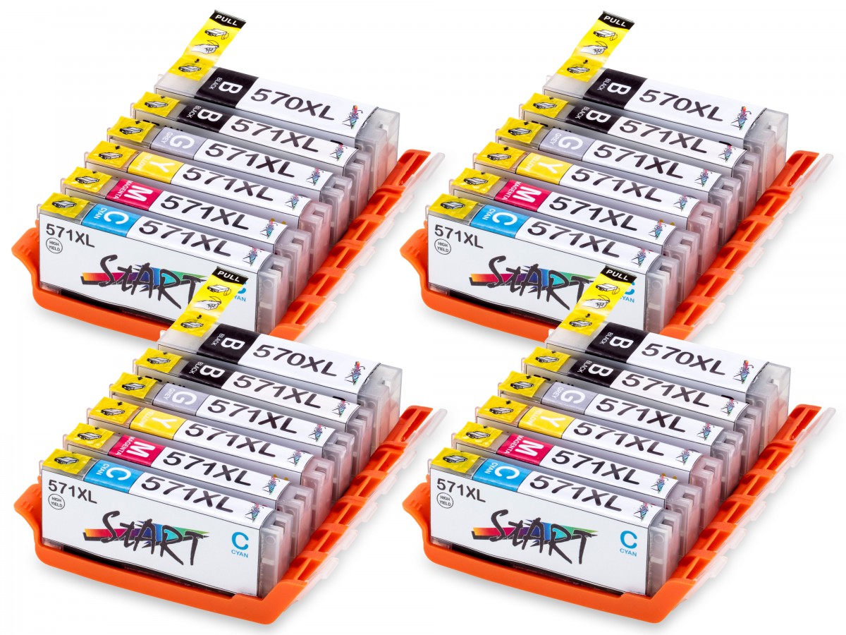 24 Compatible Ink Cartridges to Canon PGI-570 / CLI-571  (BK, PHBK, C, M, Y, GY) XL