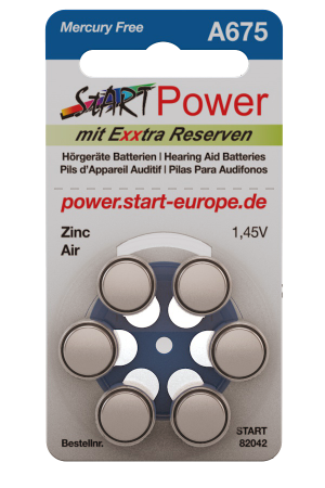 StartPower - 12 Batterien fr Hrgerte - Typ A675 - 1.45V - 550mAh - PR44