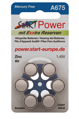 StartPower - 12 Batterien für Hörgeräte - Typ A675 - 1.45V - 550mAh - PR44