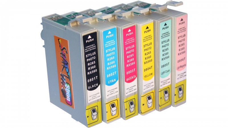 6 Compatible Ink Cartridges to Epson T0801 - T0806  (BK, C, M, Y, LC, LM)