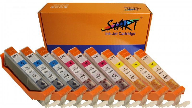 Start - Nur Farben! 9 XXL Ersatz Chip Patronen kompatibel zu Canon CLI-531C XXL Cyan, CLI-531M XXL Magenta, CLI-531Y XXL Gelb
