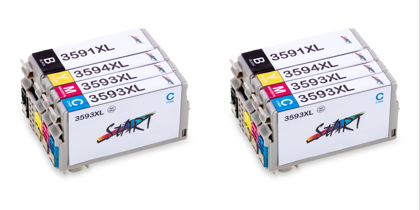 Start - 8 XL Ersatz CHIP Tintenpatronen kompatibel zu Epson 3591BK (Schwarz)  3592C (Cyan) 3593M (Magenta) 3594Y (Gelb)